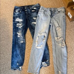 Distressed Blue and Light Blue Jeans American eagle jeans size 2